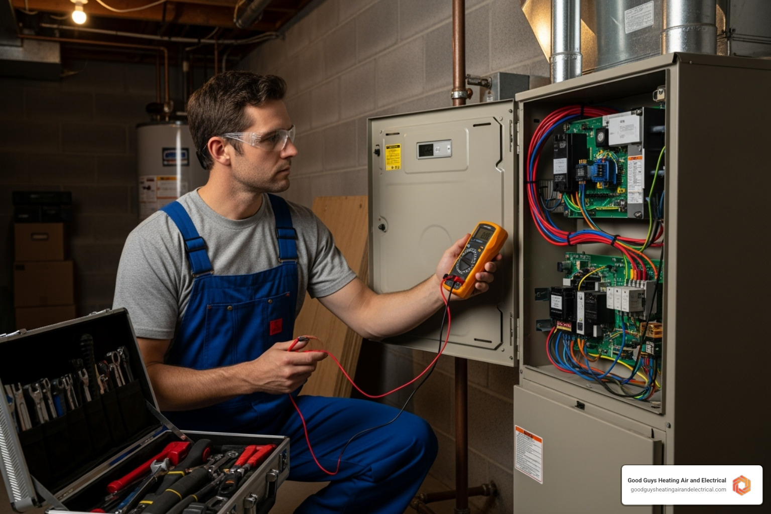certified technician inspecting a furnace control panel - residential heating service marysville wa