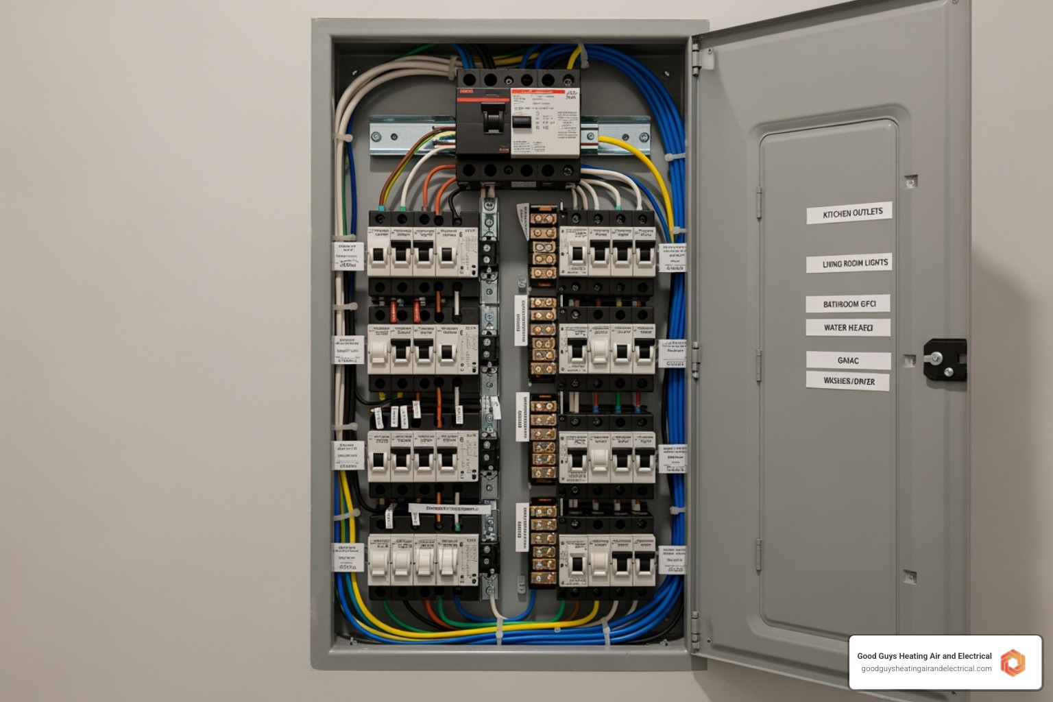 newly installed, modern electrical panel, clearly labeled - electrician lake stevens wa