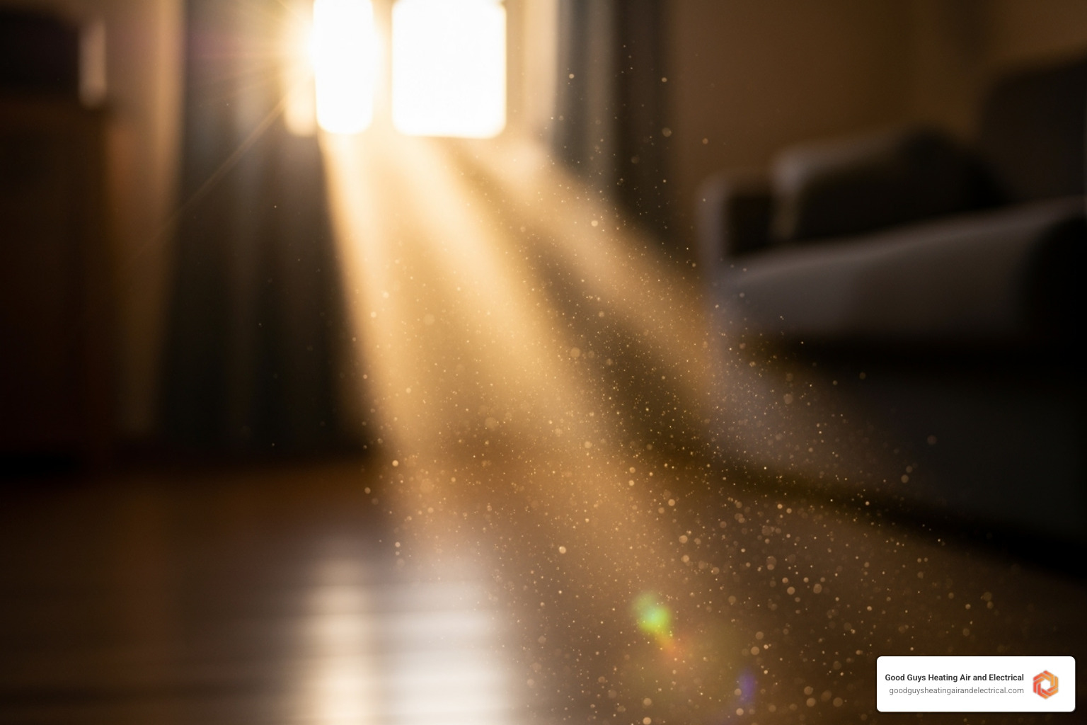 dust particles visible in a sunbeam inside a home - air purification services marysville wa