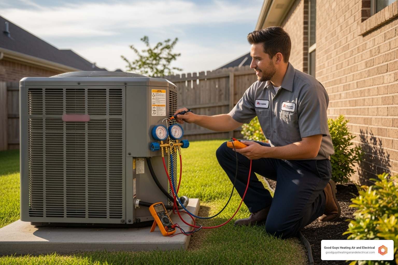 friendly, certified technician diagnosing a heat pump with specialized tools - heat pump repair snohomish wa friendly, certified technician diagnosing a heat pump with specialized tools - heat pump repair snohomish wa