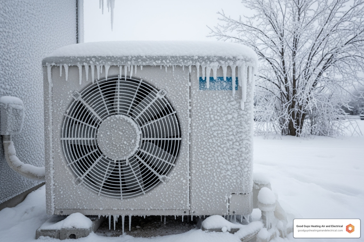 image of a heat pump's outdoor unit covered in frost or ice - heat pump repair snohomish wa image of a heat pump's outdoor unit covered in frost or ice - heat pump repair snohomish wa