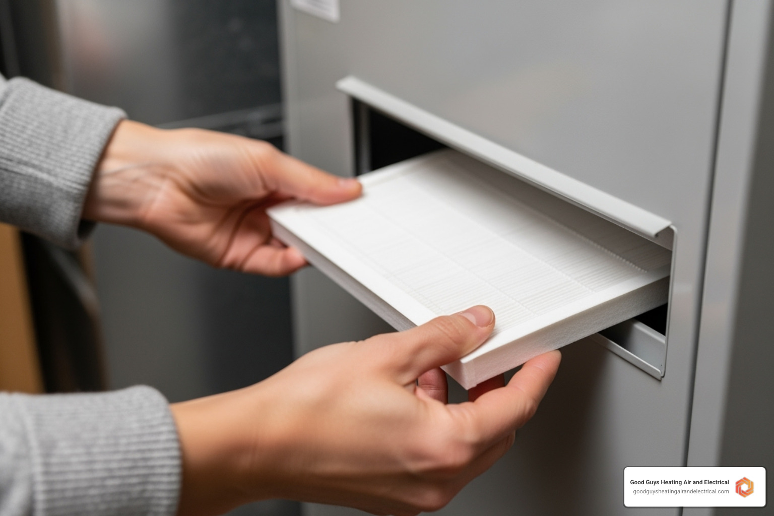 homeowner easily sliding a clean air filter into an HVAC unit - ac troubleshooting snohomish wa homeowner easily sliding a clean air filter into an HVAC unit - ac troubleshooting snohomish wa