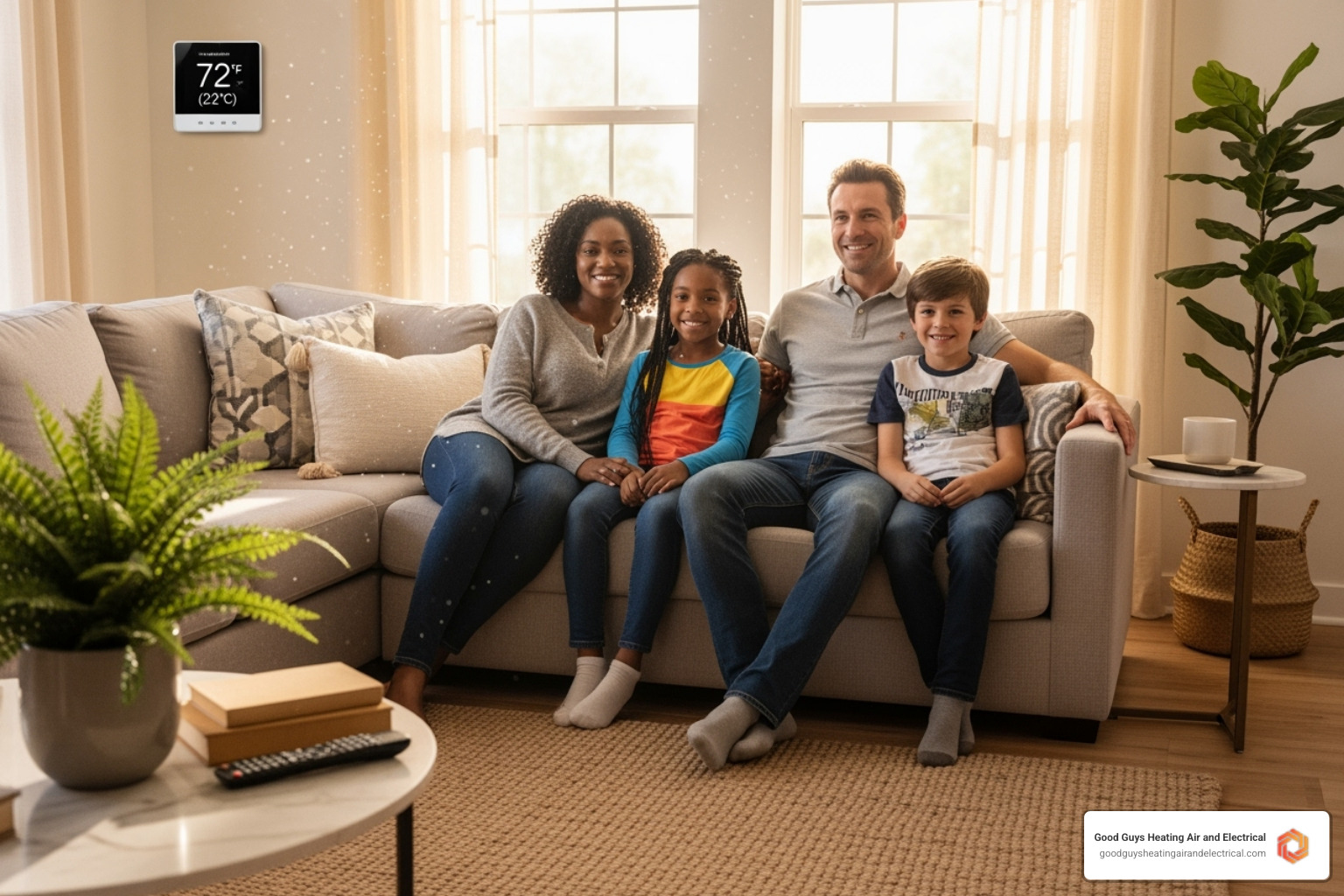 Happy family enjoying comfortable home with efficient HVAC system - hvac installation lake stevens wa