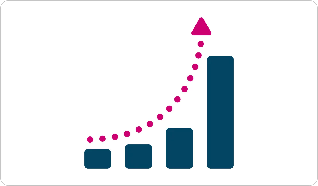 Stylized bar chart with upward arrow representing business law services