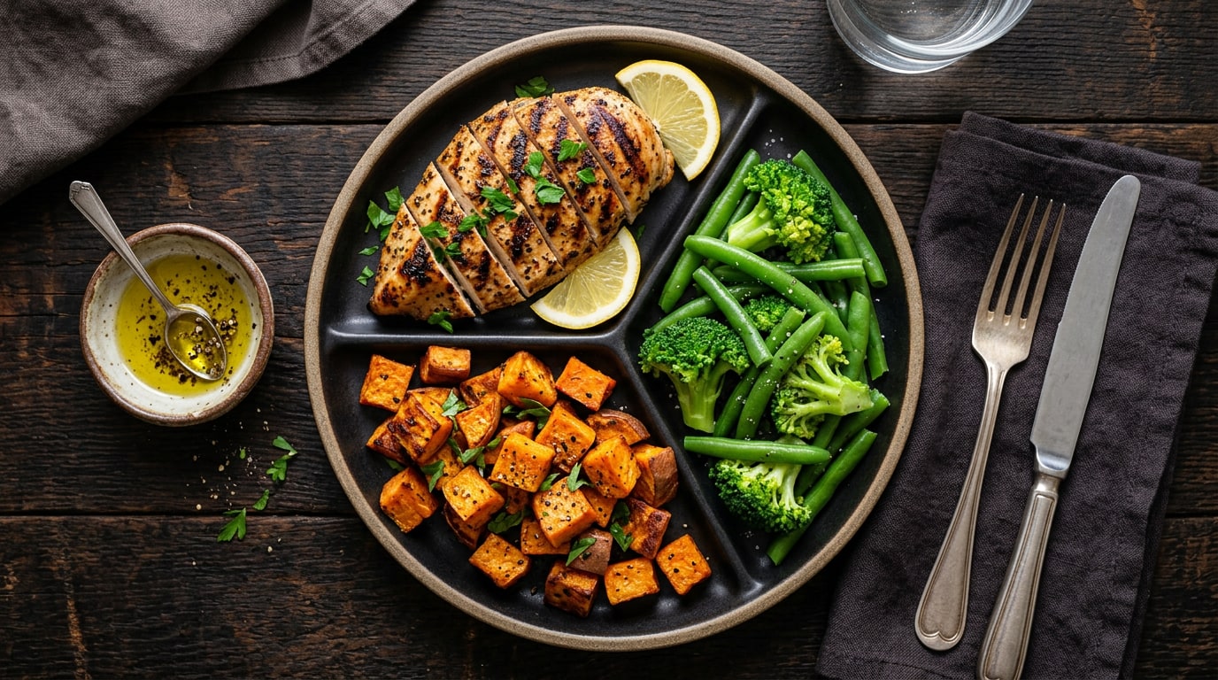 100 50 method weight loss - balanced plate for men over 40