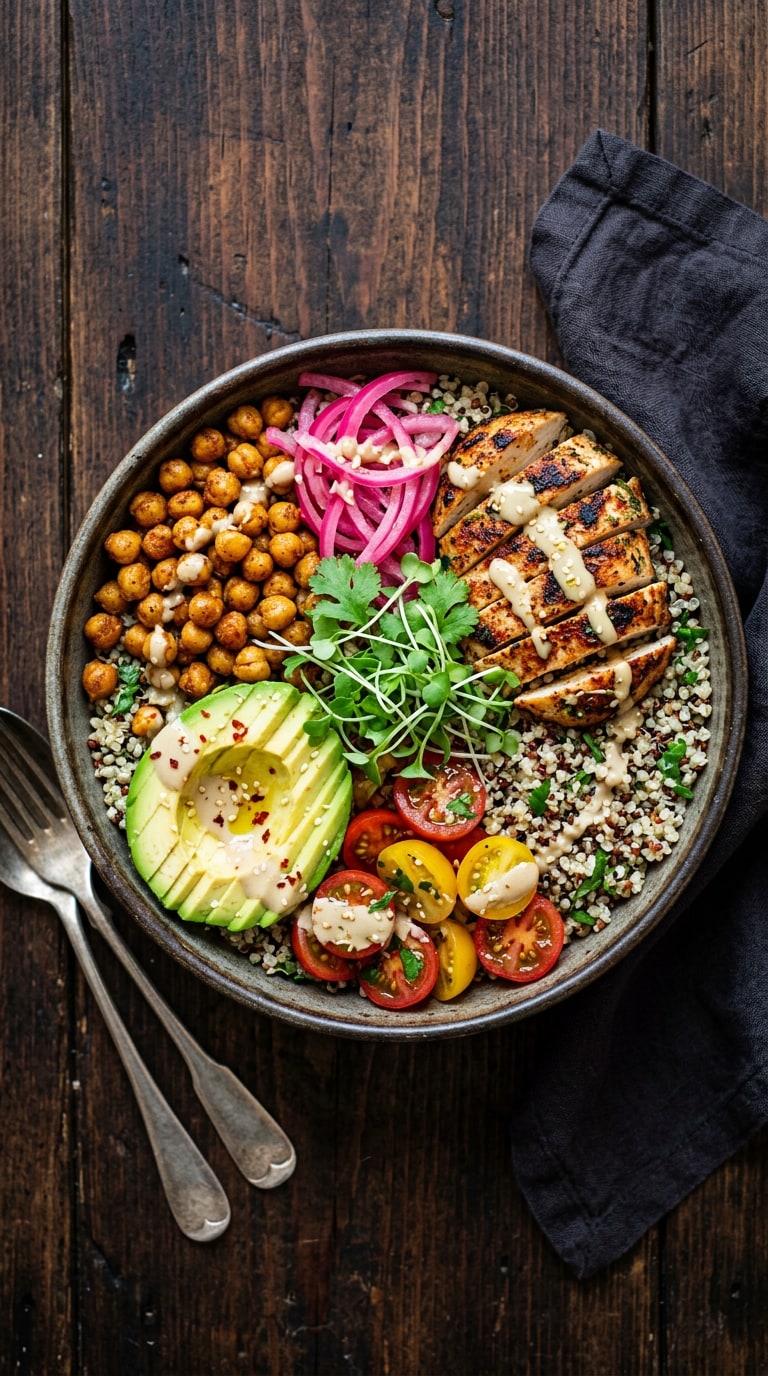 Healthy nutrition grain bowl for men over 40 weight loss diet