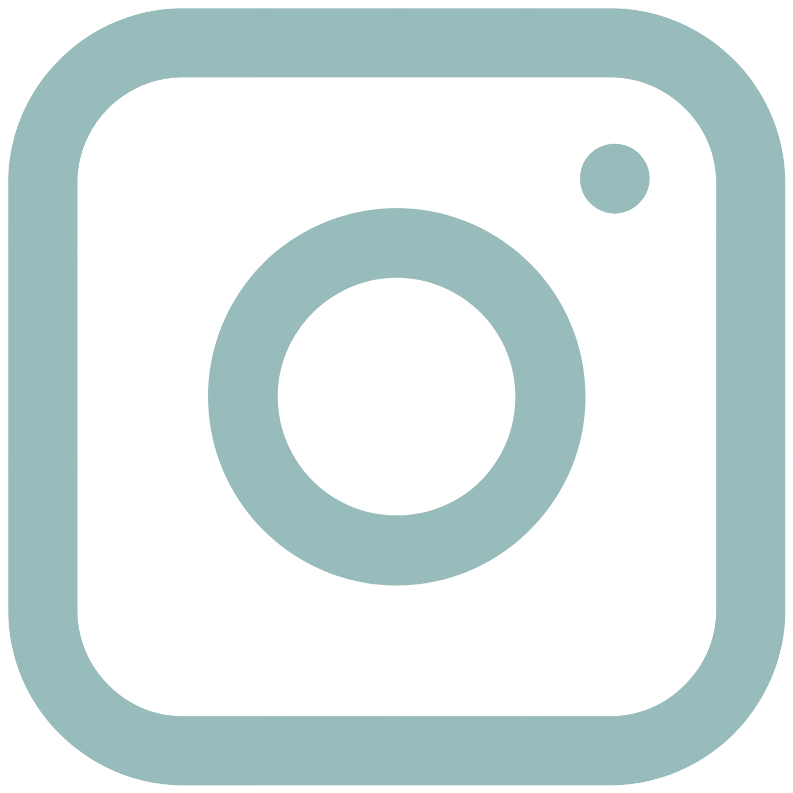 Instagram-Logo in einem hellgrünen quadratischen Rahmen mit abgerundeten Ecken und einem hellgrünen Kreis in der Mitte, daneben ein kleinerer Kreis, auf schwarzem Hintergrund.