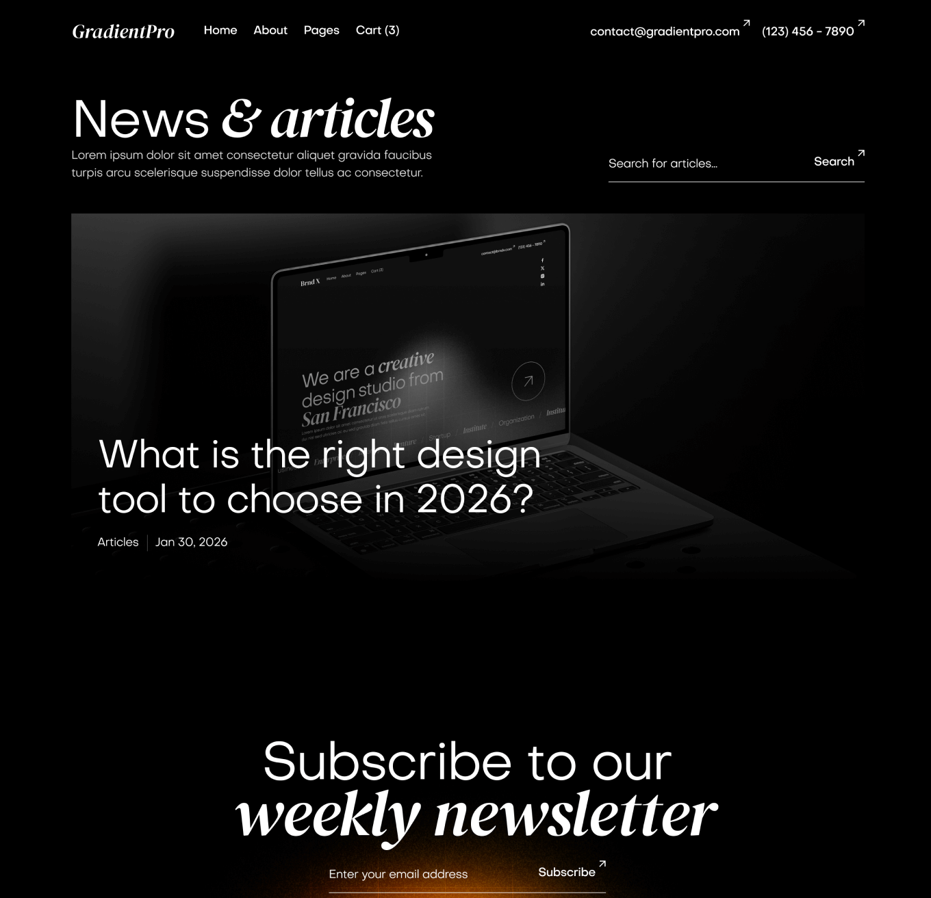 GradientPro - Blog V2 Page - Dark Mode Agency Webflow Template