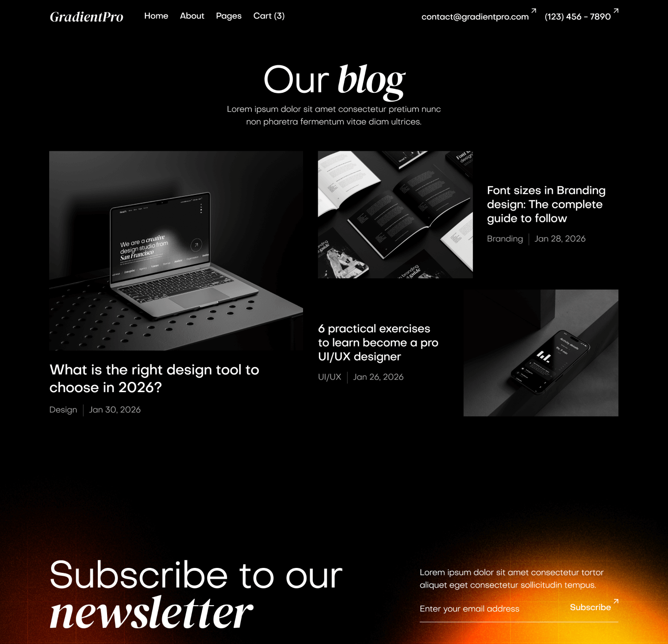 GradientPro - Blog V1 Page - Dark Mode Agency Webflow Template