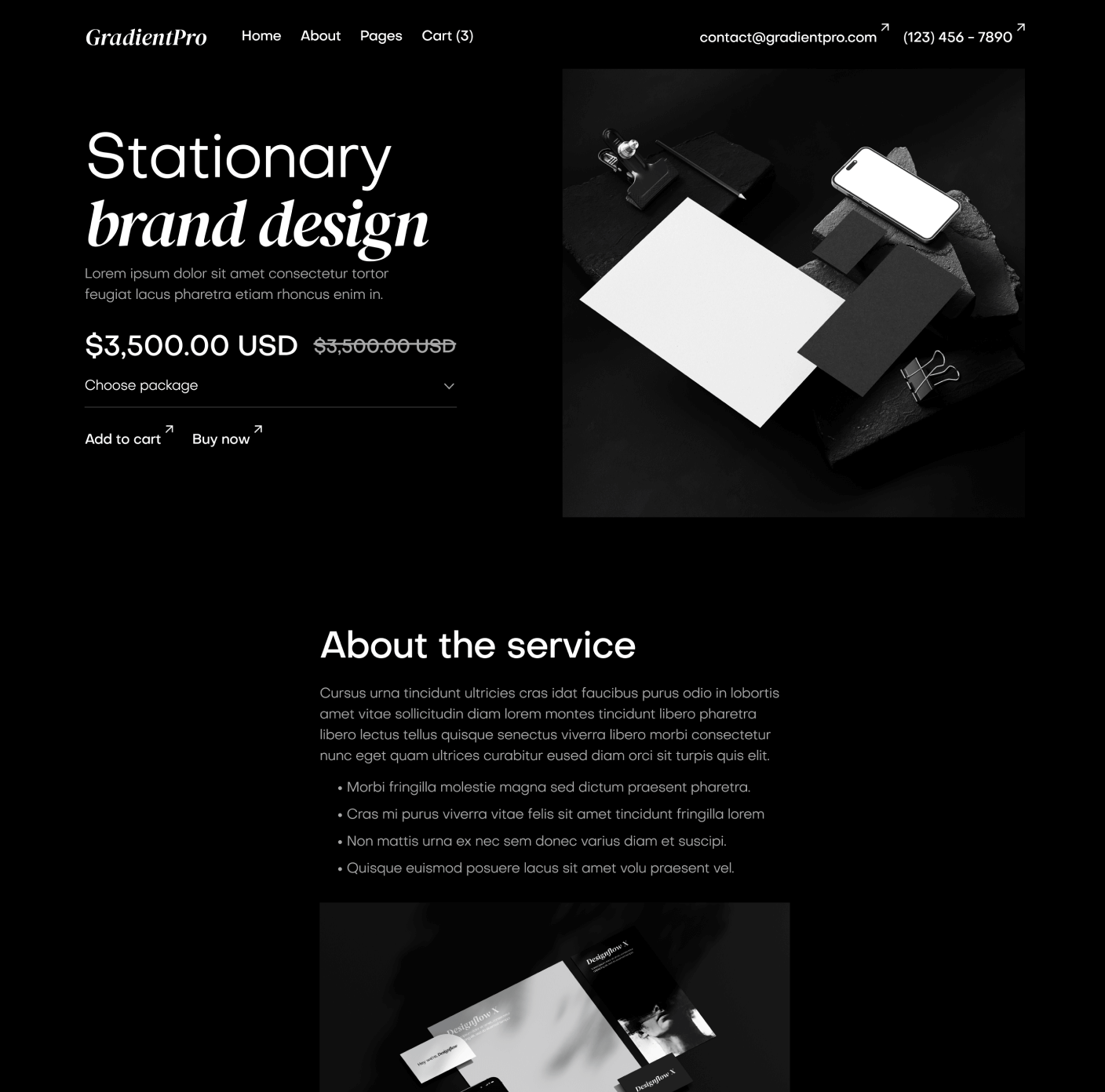 GradientPro - Package Single Page - Dark Mode Agency Webflow Template