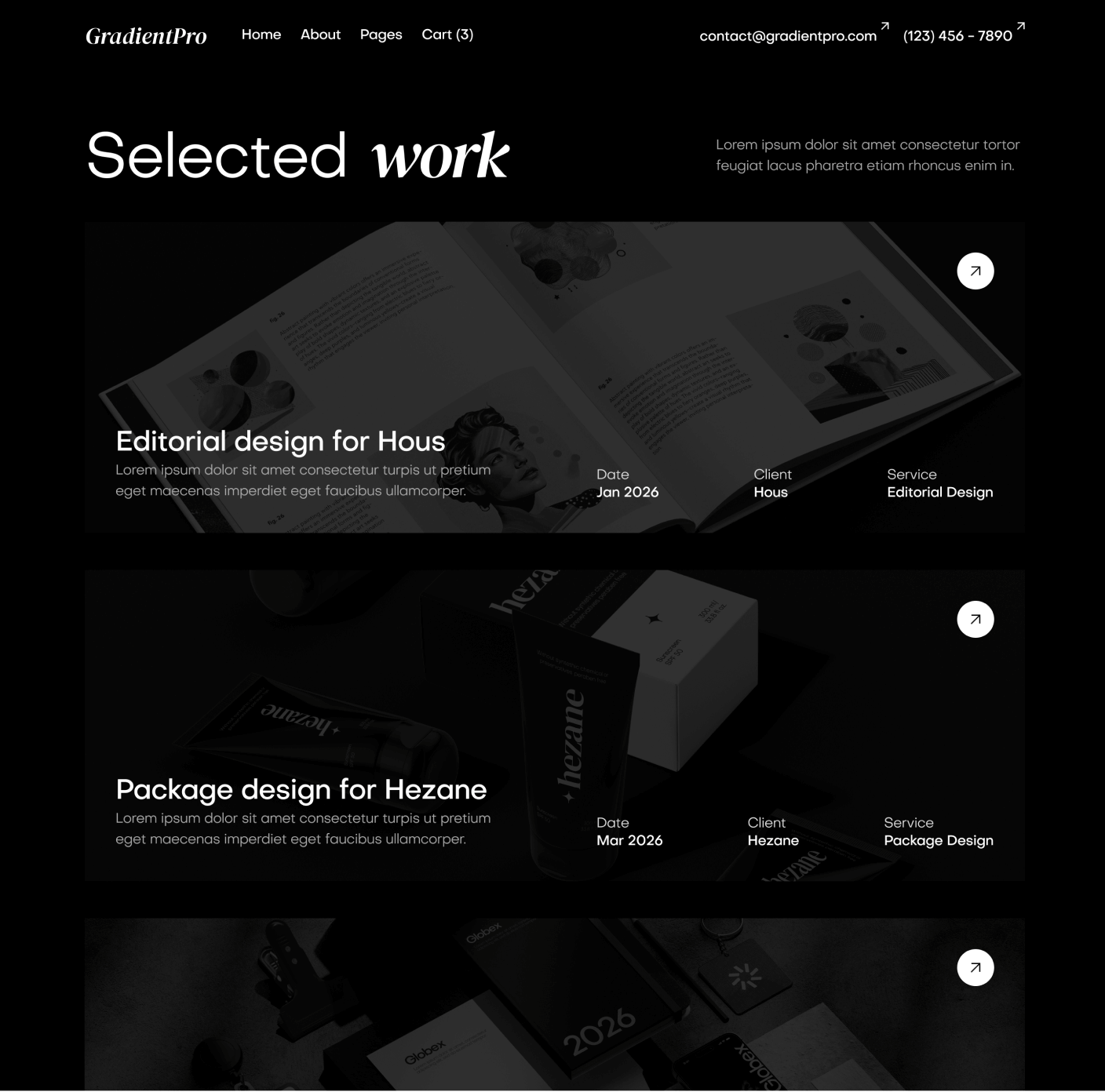 GradientPro - Portfolio V2 Page - Dark Mode Agency Webflow Template