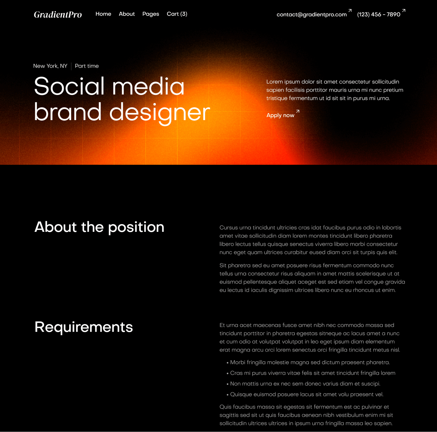 GradientPro - Career Single Page - Dark Mode Agency Webflow Template