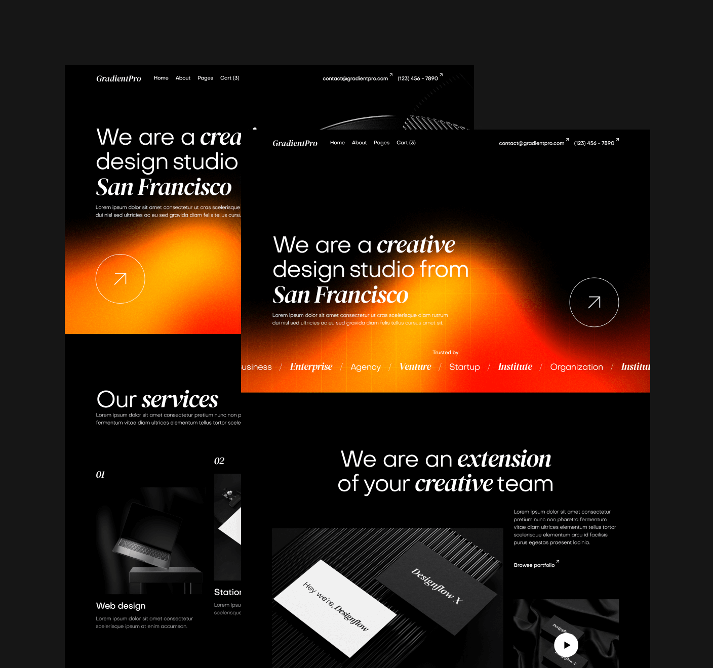 GradientPro - 20+ Pages Included - Dark Mode Agency Webflow Template