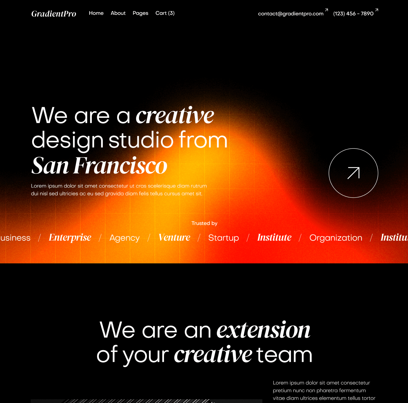 GradientPro - Home V1 Page - Dark Mode Agency Webflow Template