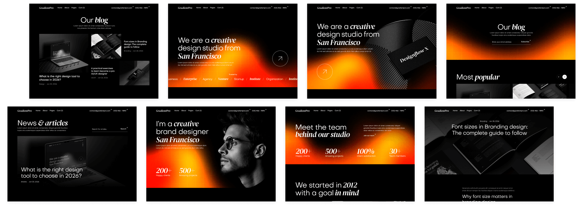GradientPro - Buy Now On Webflow - Dark Mode Agency Webflow Template
