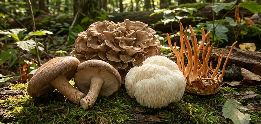 Shiitake, Maitake, Hericium et Cordyceps