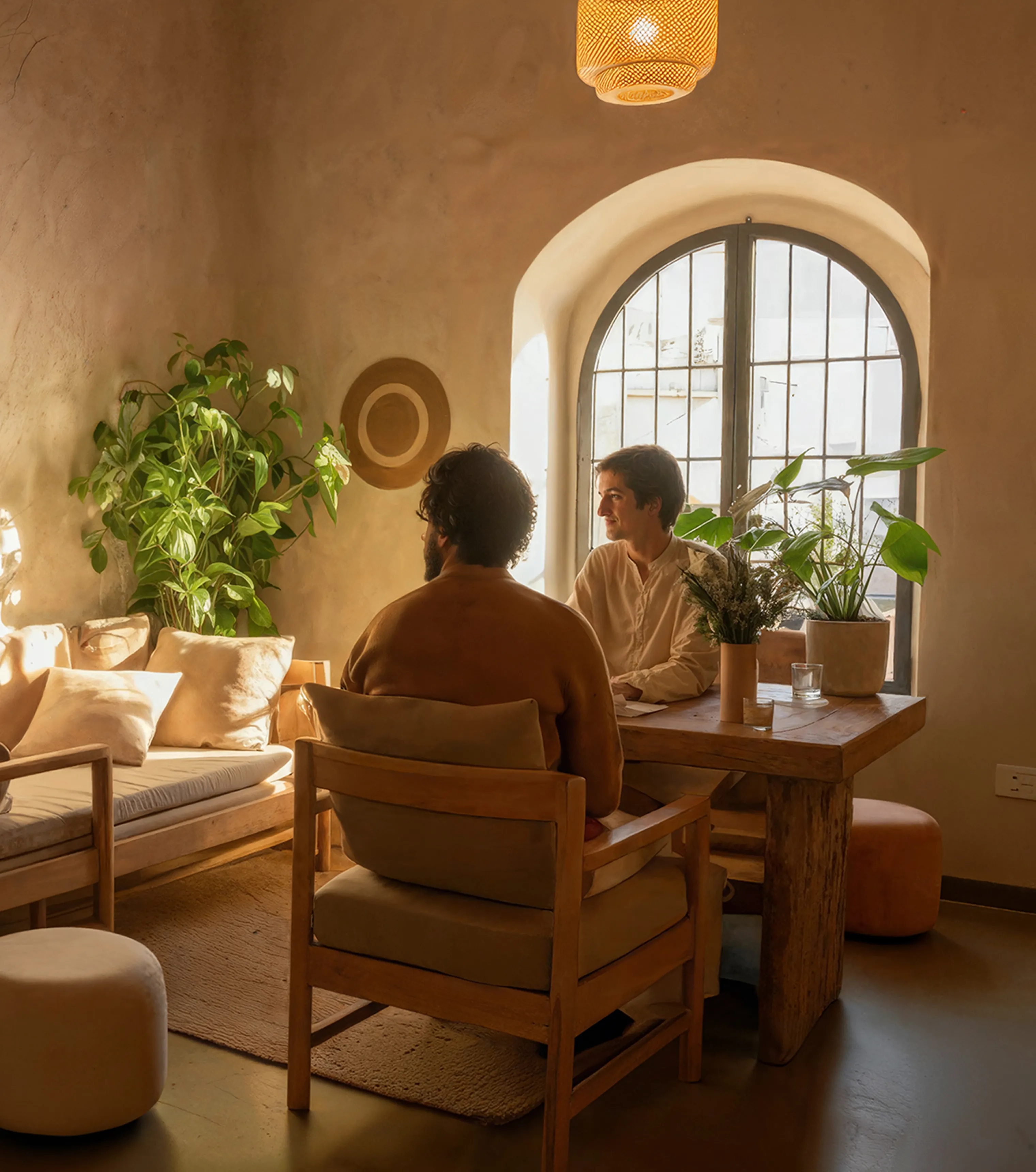 Deux hommes assis à une table