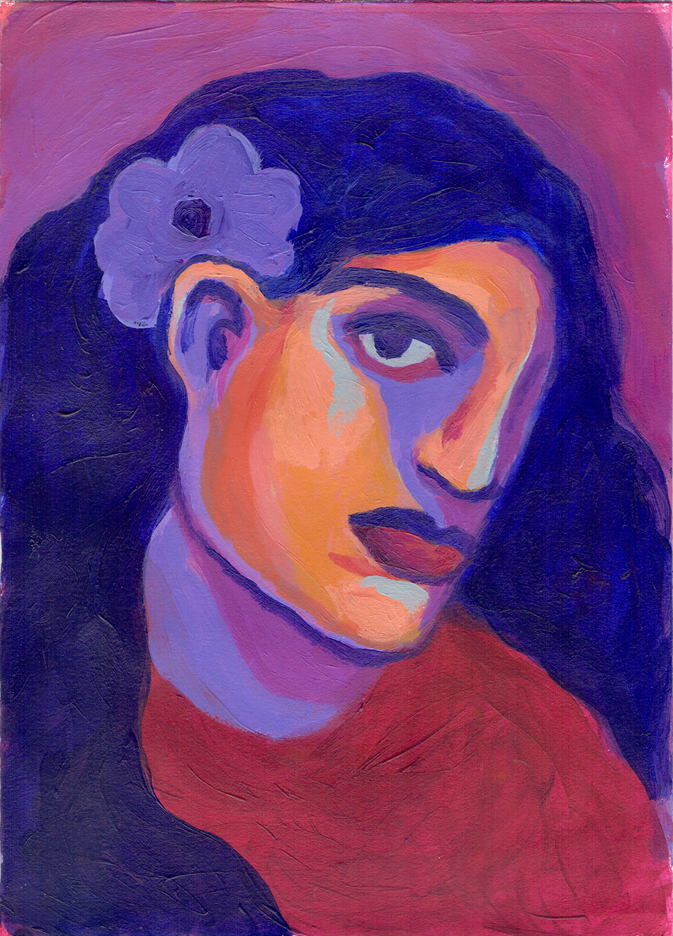 Portrait à la fleur dans les cheveux