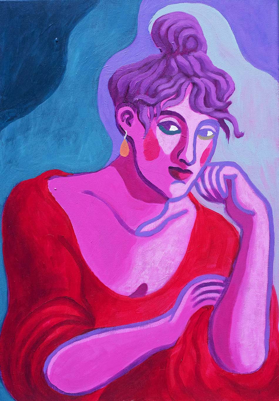 Femme au pull rouge