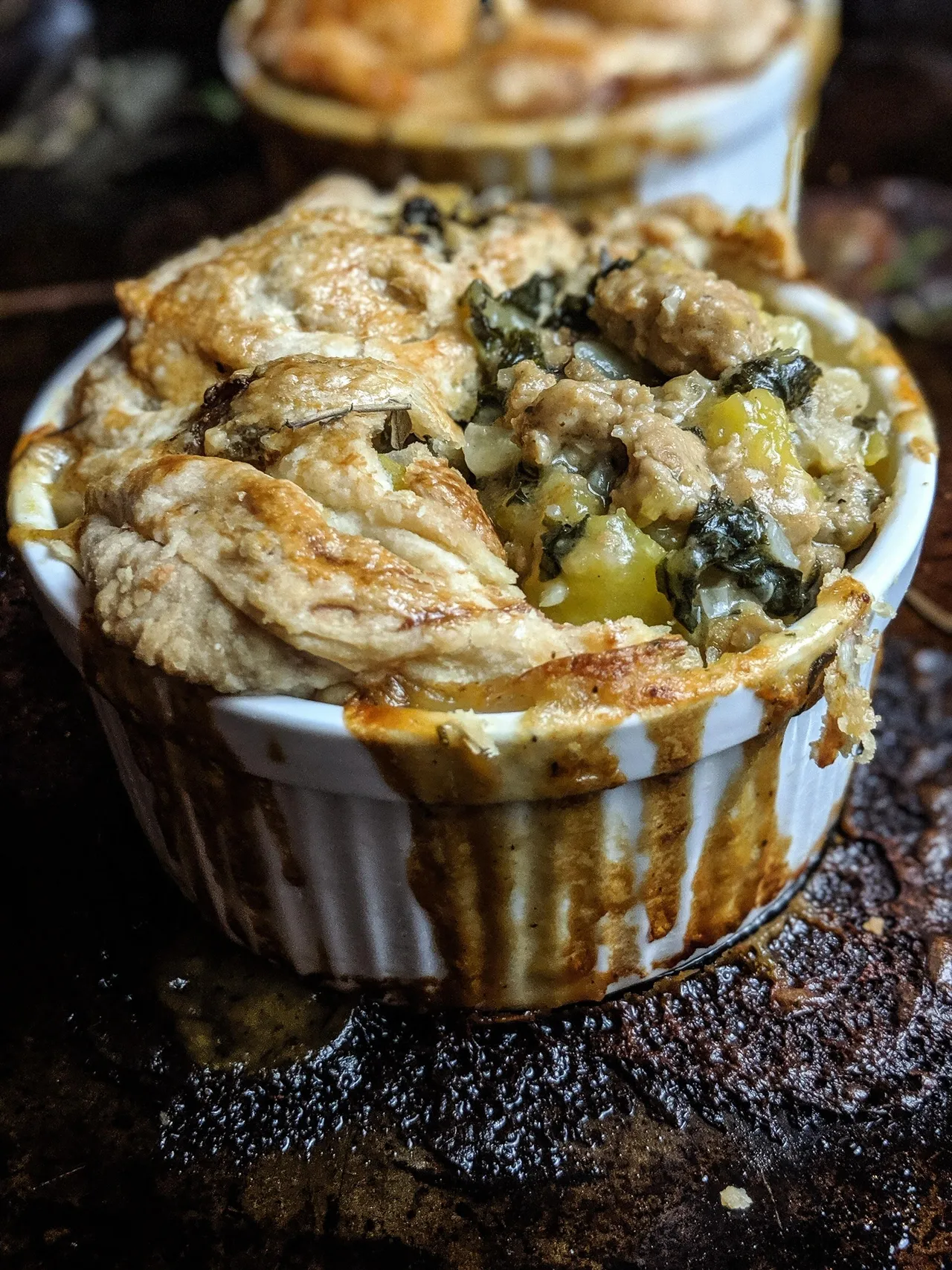 Pot-en-pot à la chaire de saucisse, courge & kale