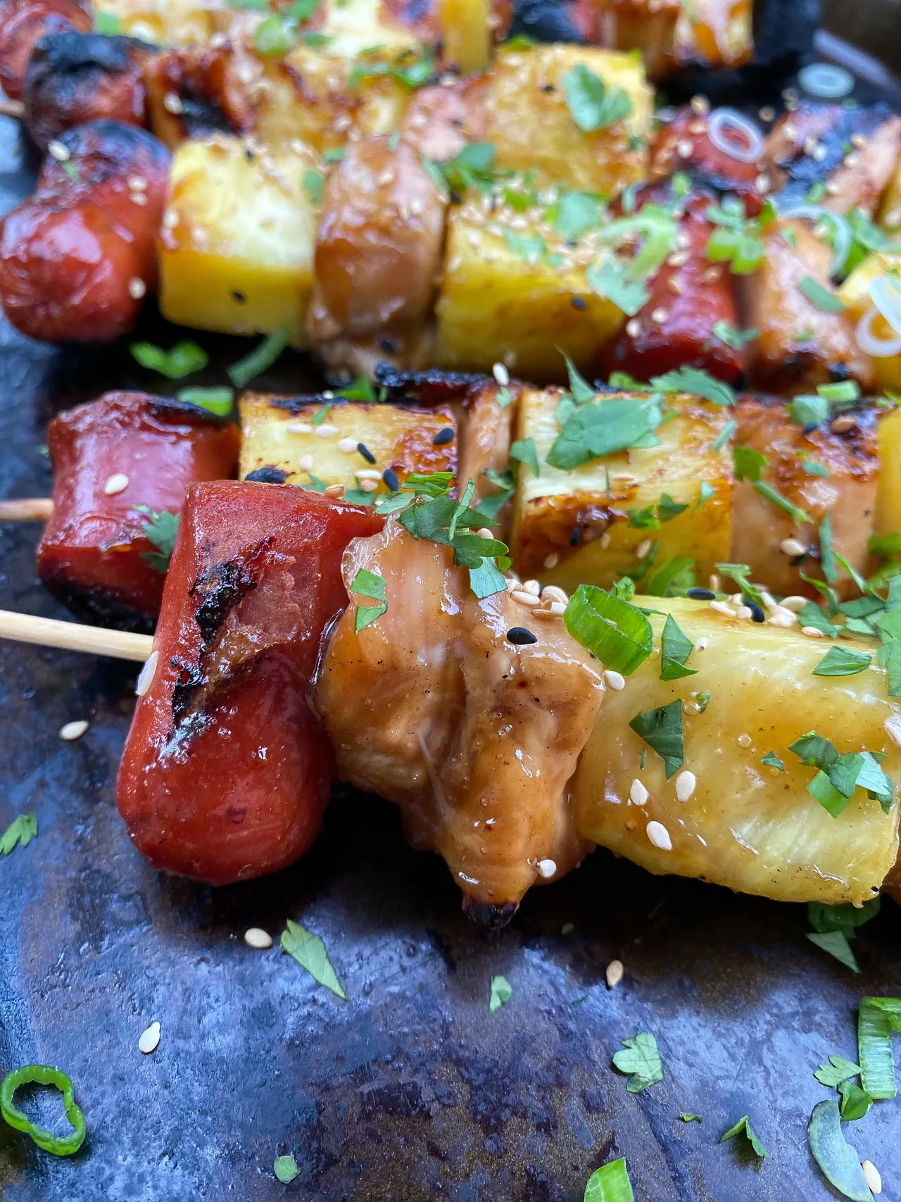 Brochettes de poulet teriyaki à l’ananas