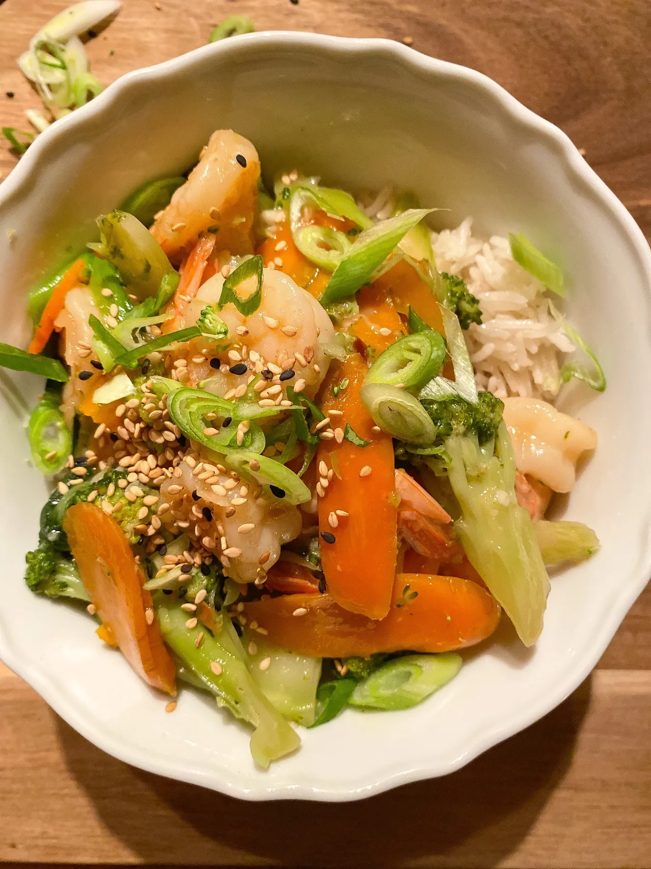 Sauté de crevettes et légumes à l’asiatique