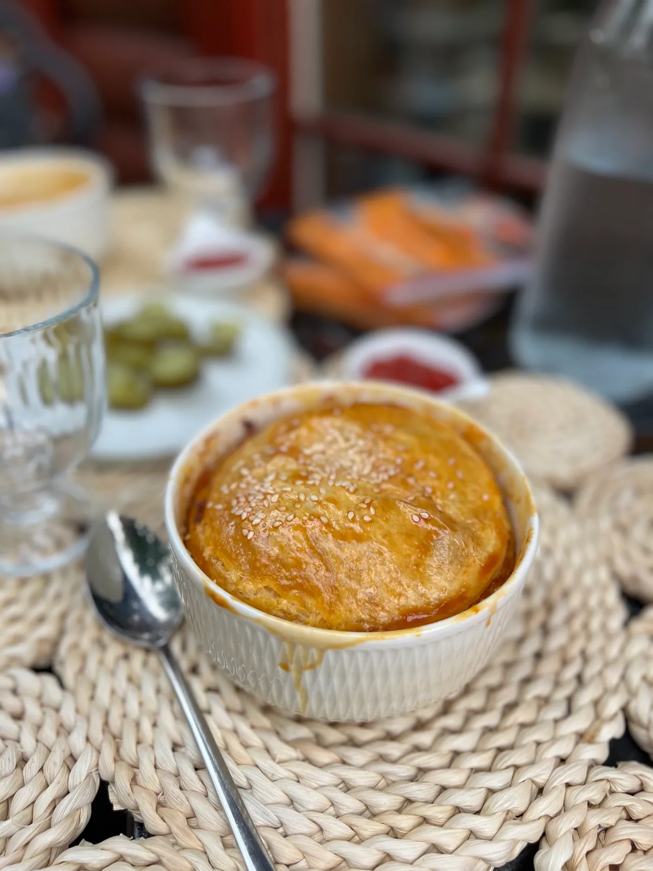Pot pie style bacon cheeseburger