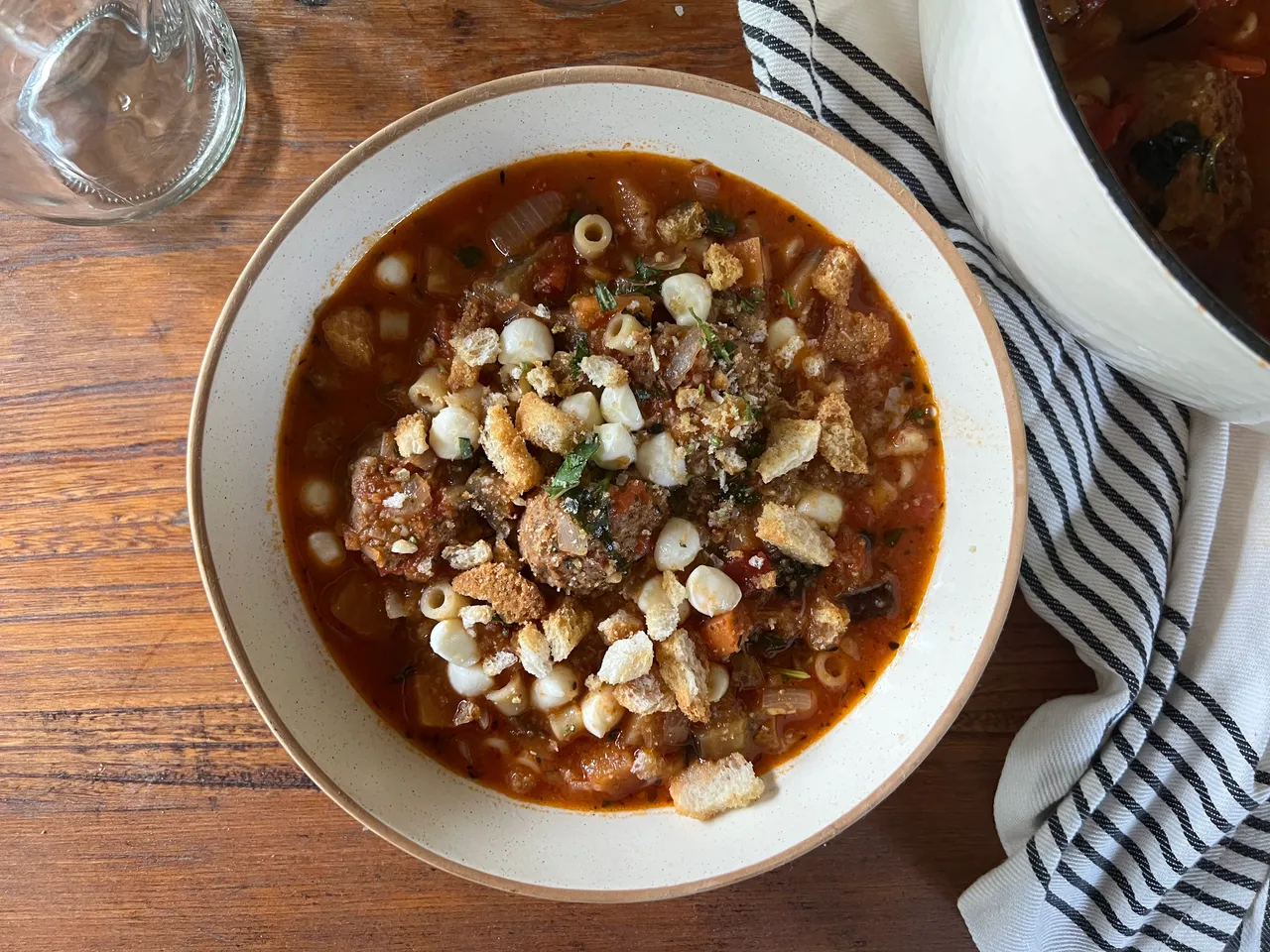 Soupe aux boulettes de veau parmigiana
