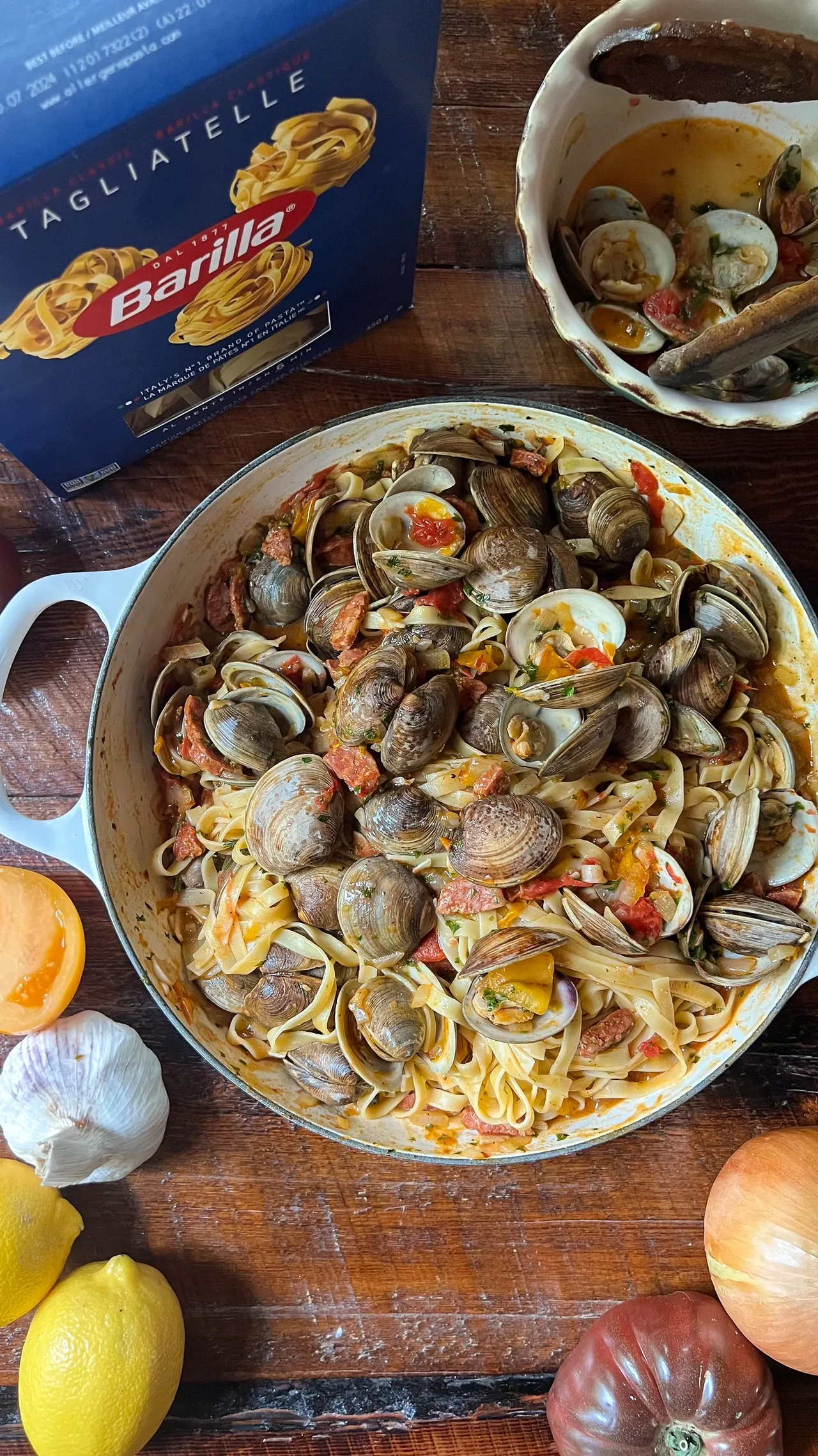 Tagliatelles palourdes et chorizo