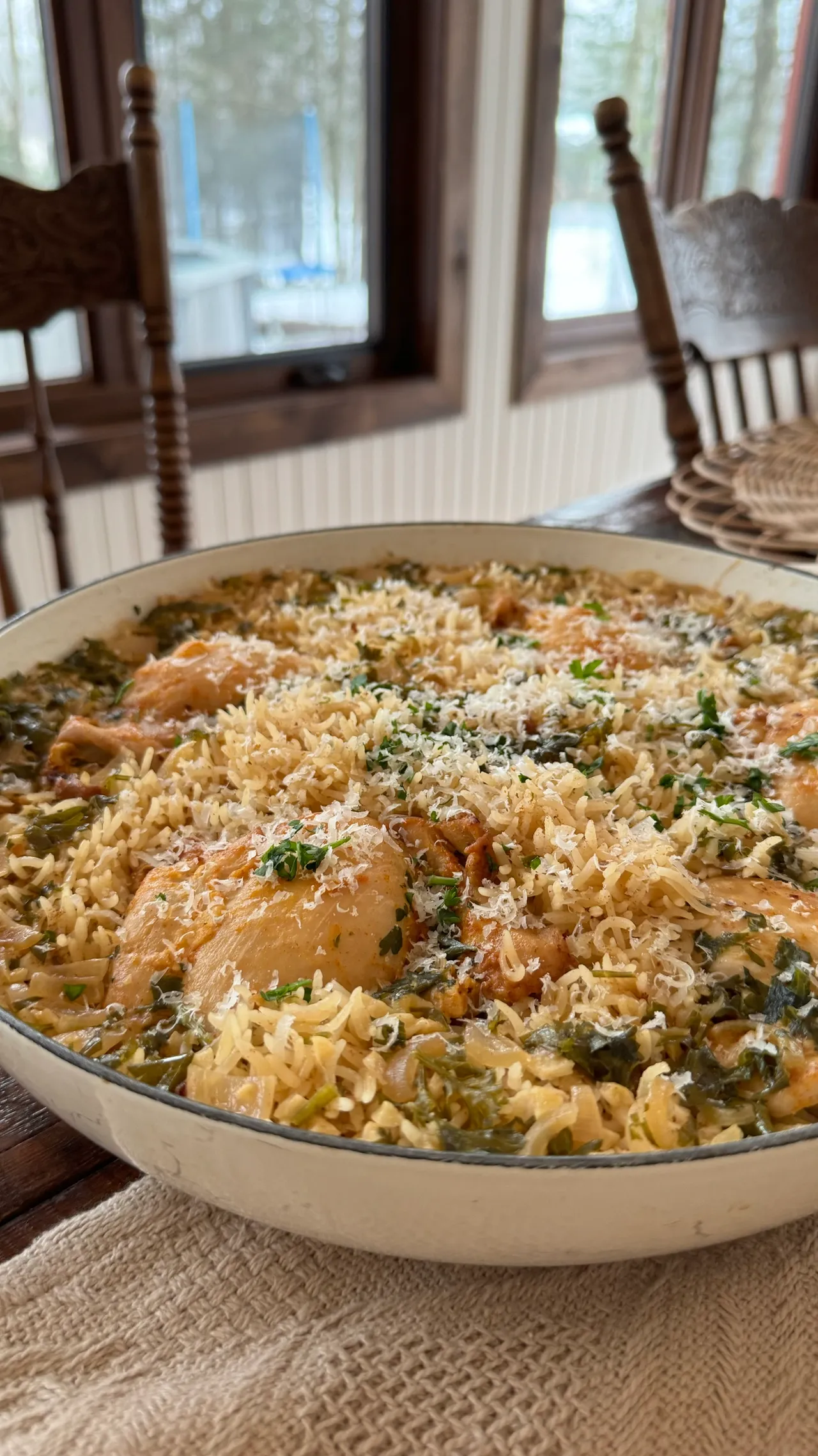 One pot poulet et riz beurre à l’ail et parmesan