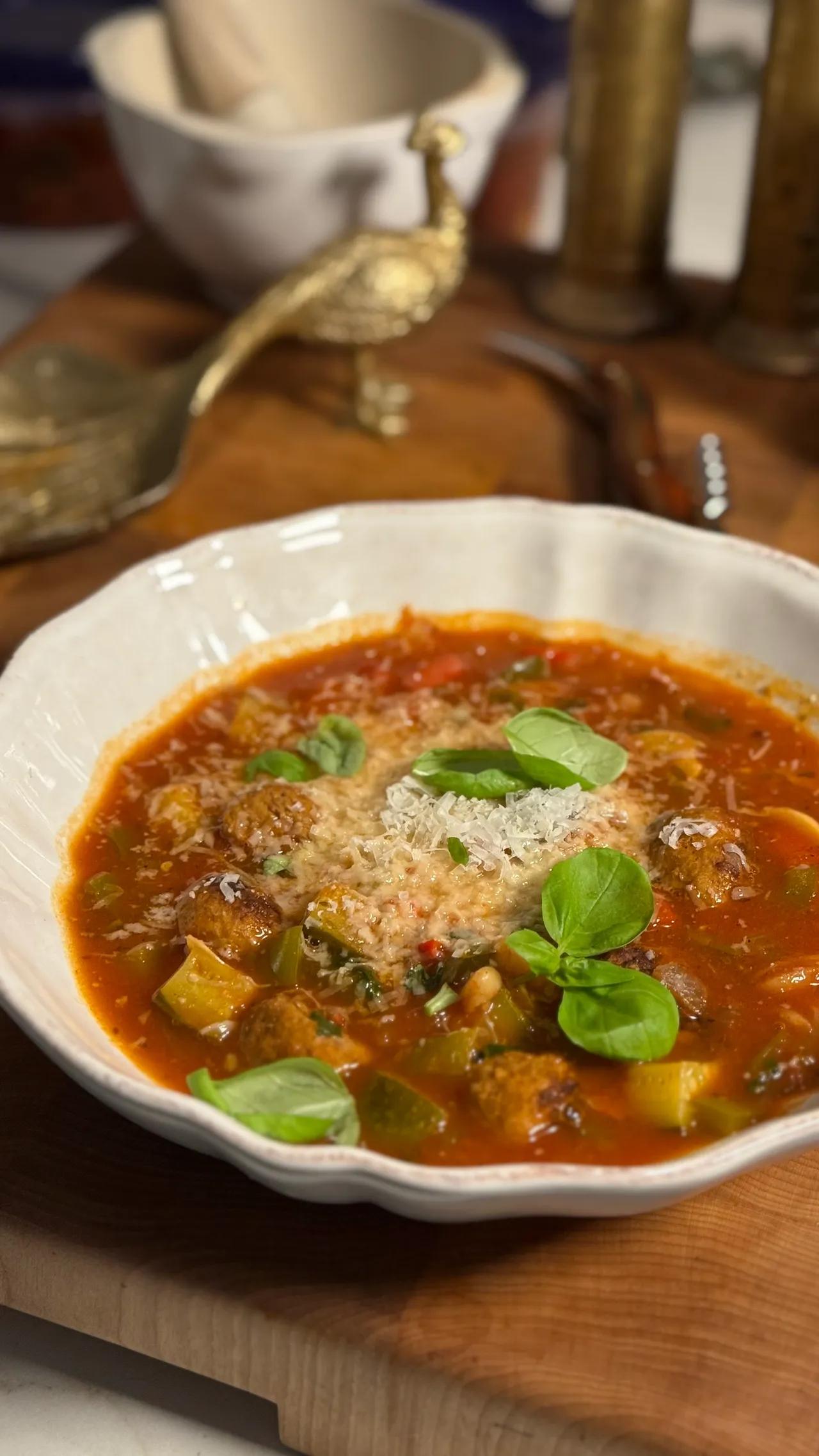 Soupe repas saucisses et poivrons