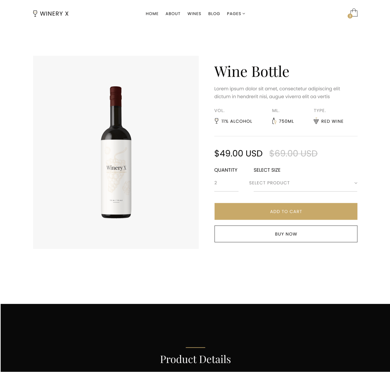Winery X - Product Single page - Winery Webflow Template