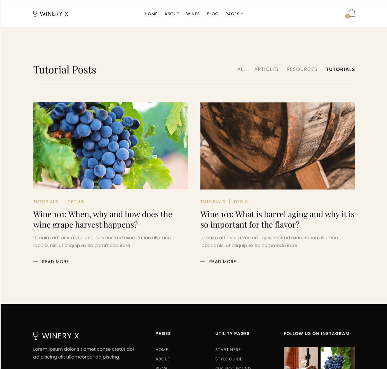 Winery X - Blog Category page - Winery Webflow Template