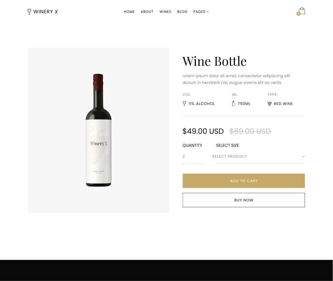 Winery X - Single Product page - Winery Webflow Template
