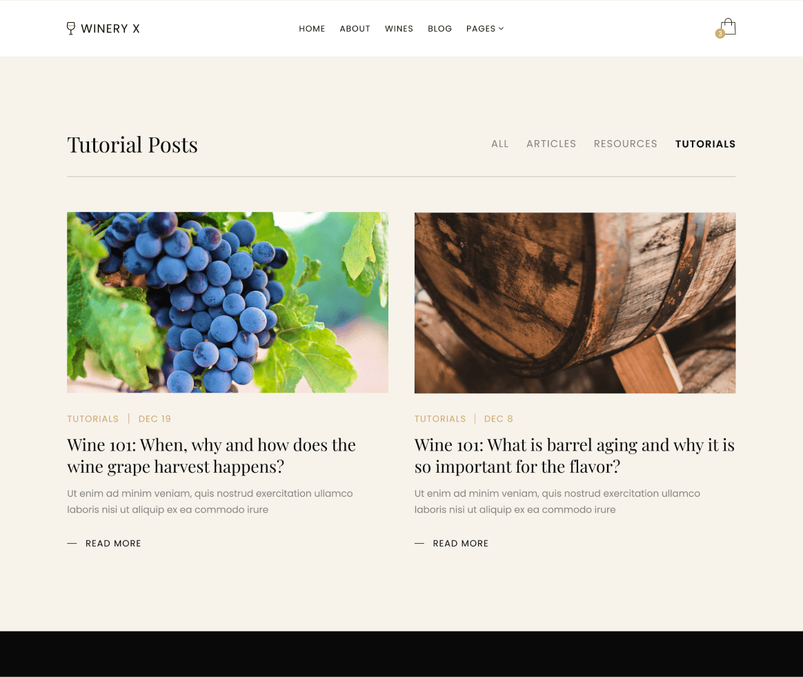 Winery X - Blog Category page - Winery Webflow Template