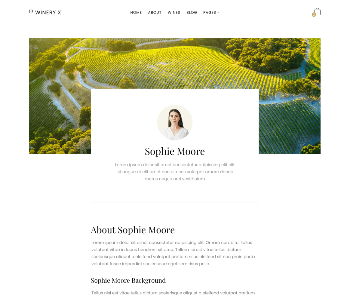 Winery X - Team Member page - Winery Webflow Template