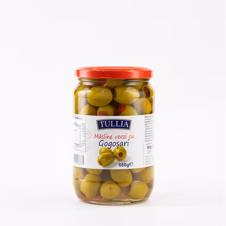 Măsline Verzi cu Gogoșar TULLIA, Borcan Sticlă 720 ml / 680g