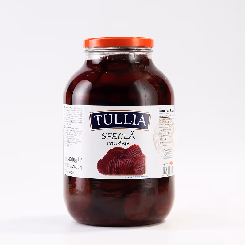 Sfeclă Roșie în Oțet Felii TULLIA, Borcan Sticlă 4000 ml / 4200g