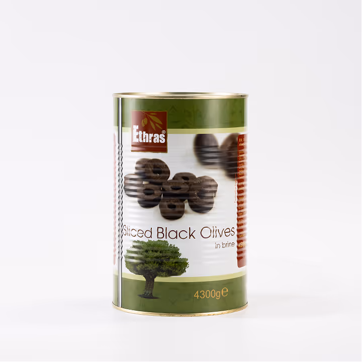 Măsline Negre Feliate Ethras, Cutie Metalică 4250 ml / 4300g