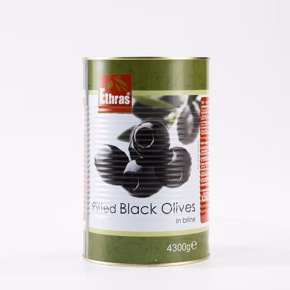 Măsline Negre Fără Sâmburi Ethras, Cutie Metalică 4250 ml / 4300g