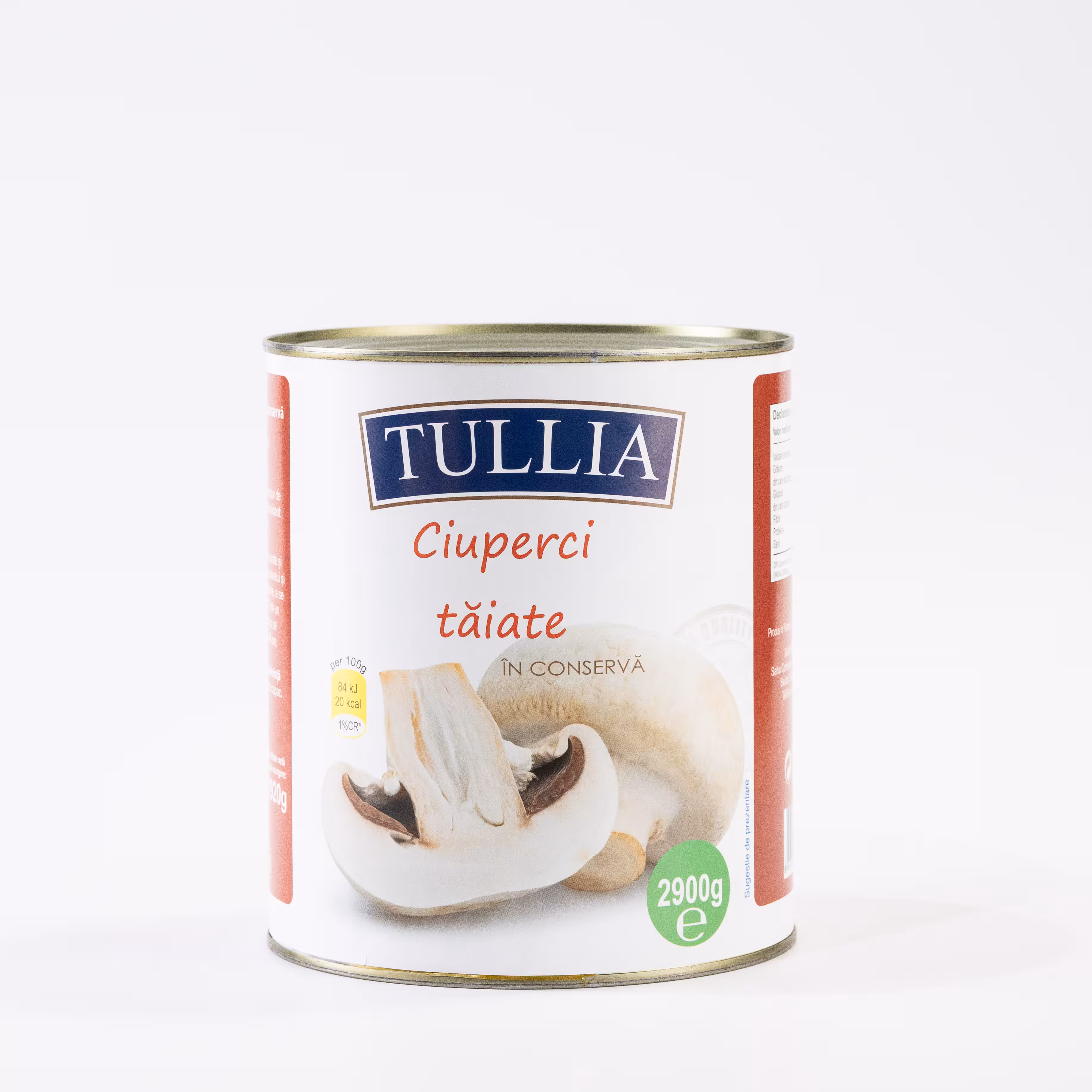 Ciuperci Tăiate TULLIA, Cutie Metalică 3.110 ml / 2.900 g