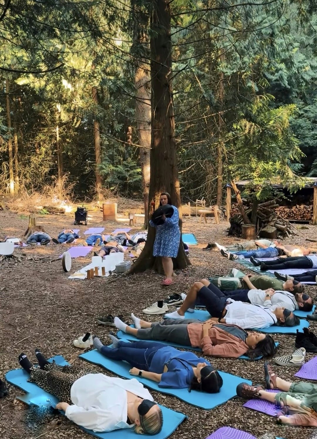 outdoor yoga session in a tranquil garden