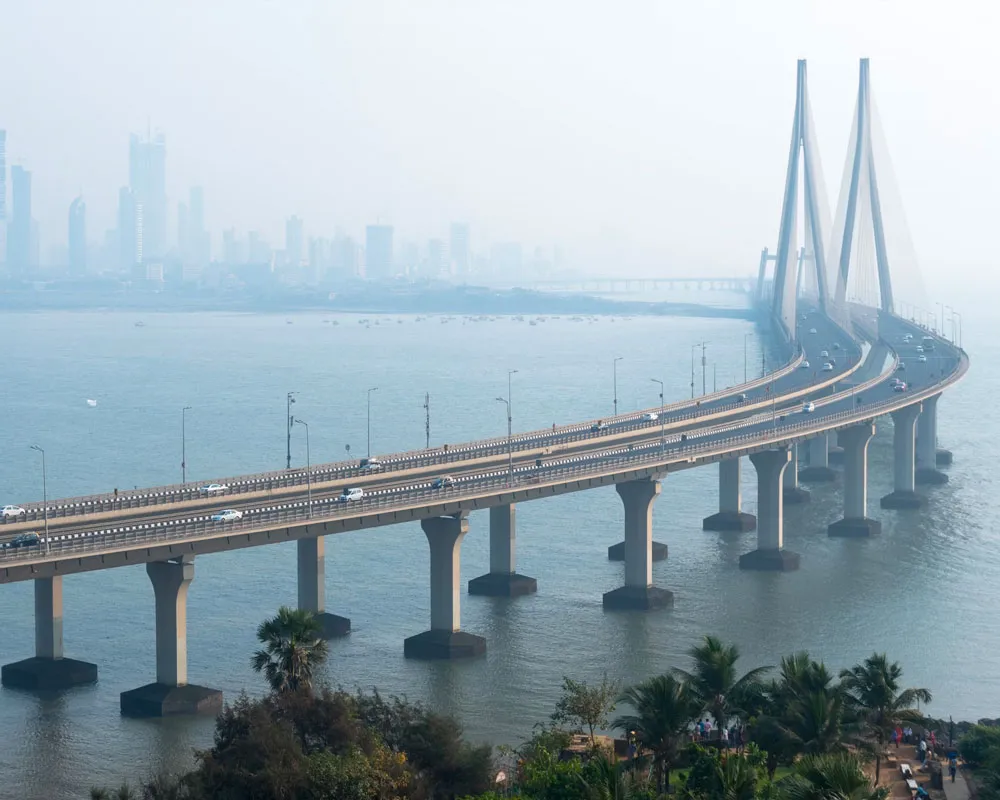 Bandra-Worli Sea Link spans across the Arabian Sea, connecting Mumbai's suburbs to its city center.