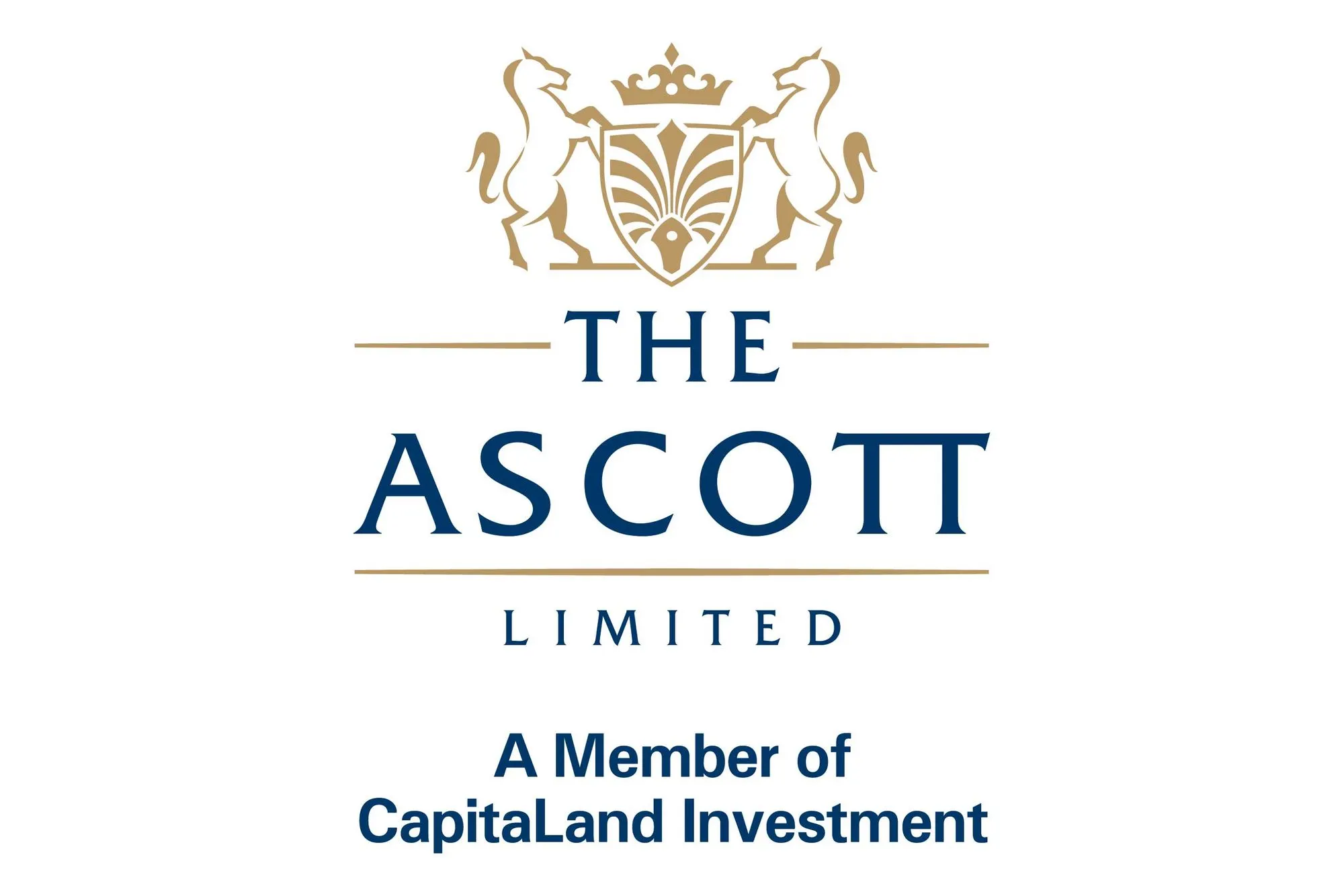Logo of The Ascott Limited, featuring two unicorns, a crown, and CapitaLand Investment branding.