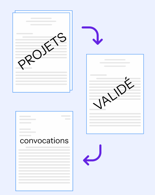 capture ecran logiciel efalia gestion des deliberations processus fond bleu