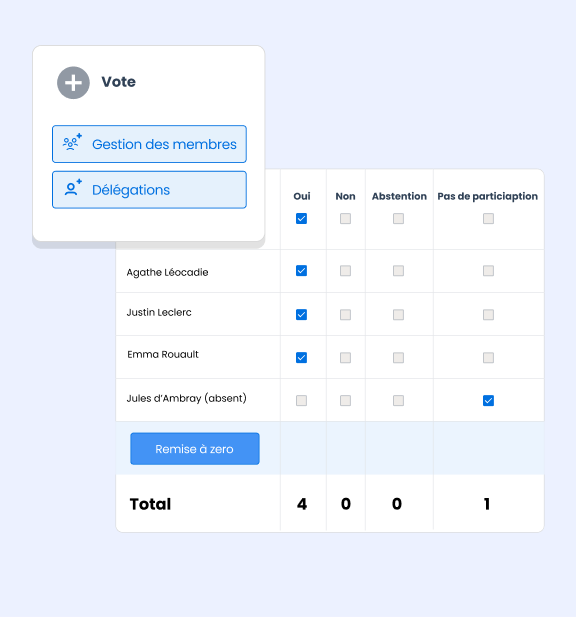 capture ecran logiciel efalia gestion des deliberations vote fond bleu