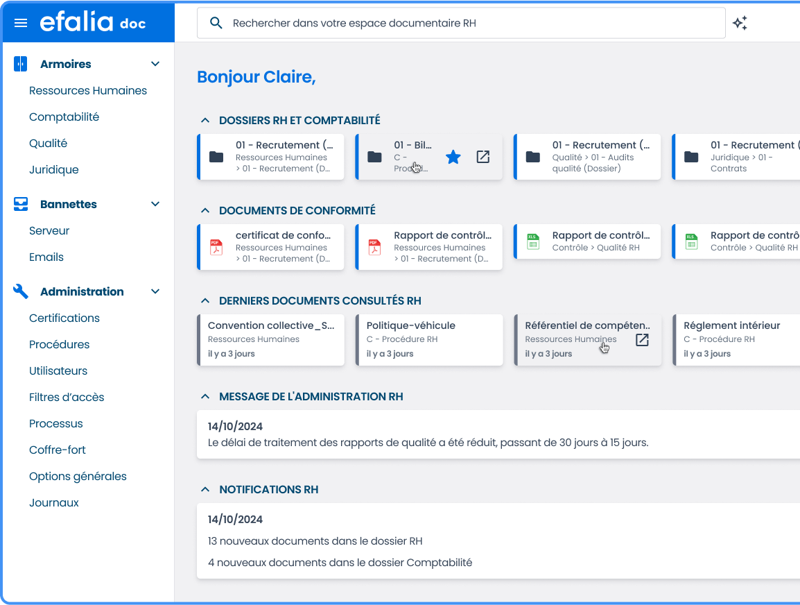capture ecran logiciel gestion electronique des documents transverse efalia doc principale