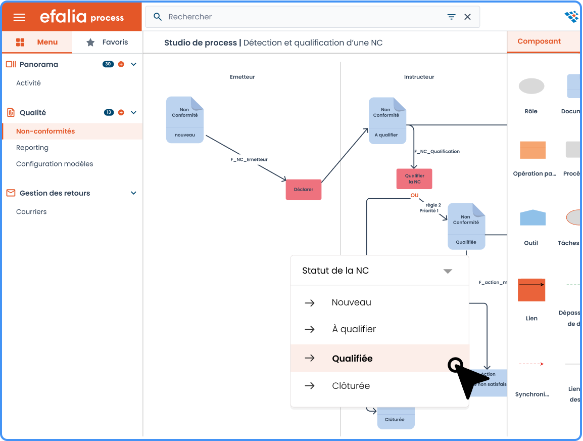 capture ecran logiciel efalia process studio de process principale