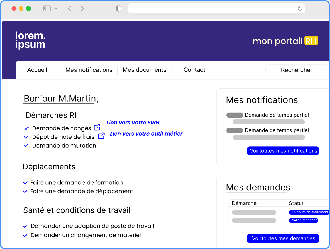 capture ecran logiciel efalia portail ressources humaines principale