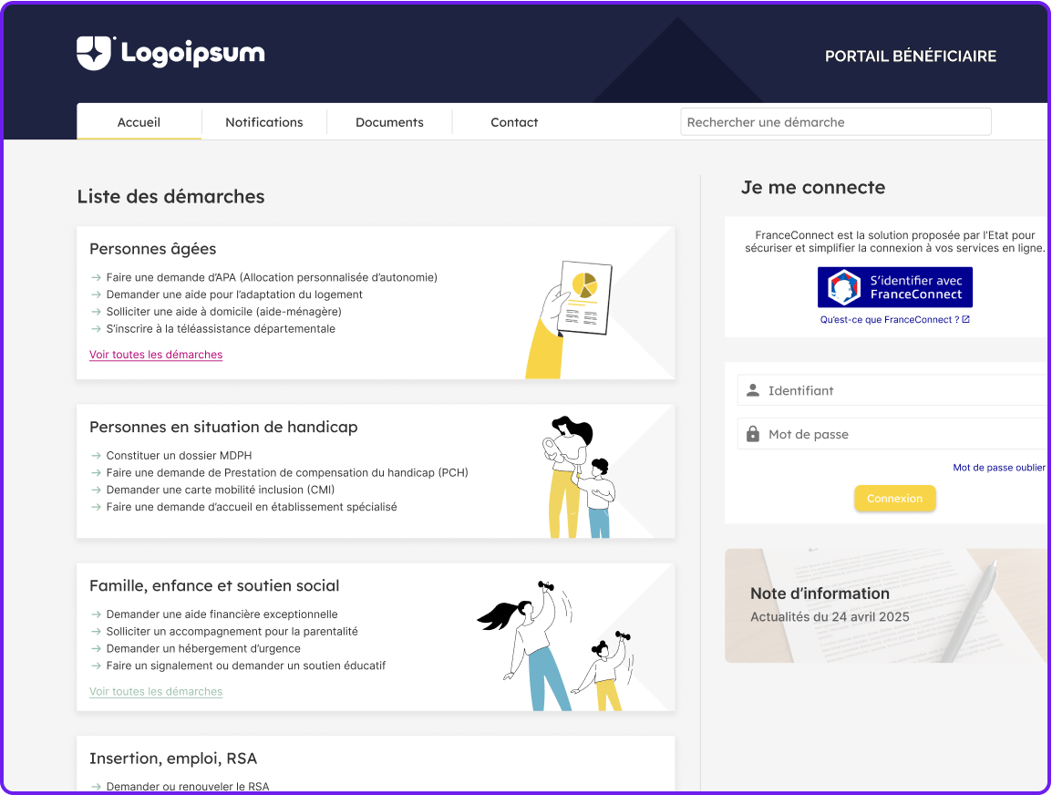 capture ecran logiciel efalia portail beneficiare service public principale